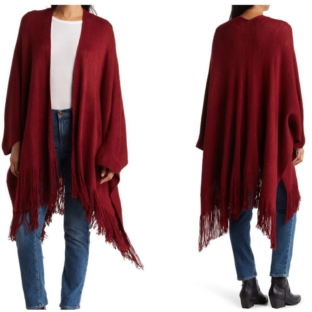 NWT Steve Madden open poncho Brick russet red
